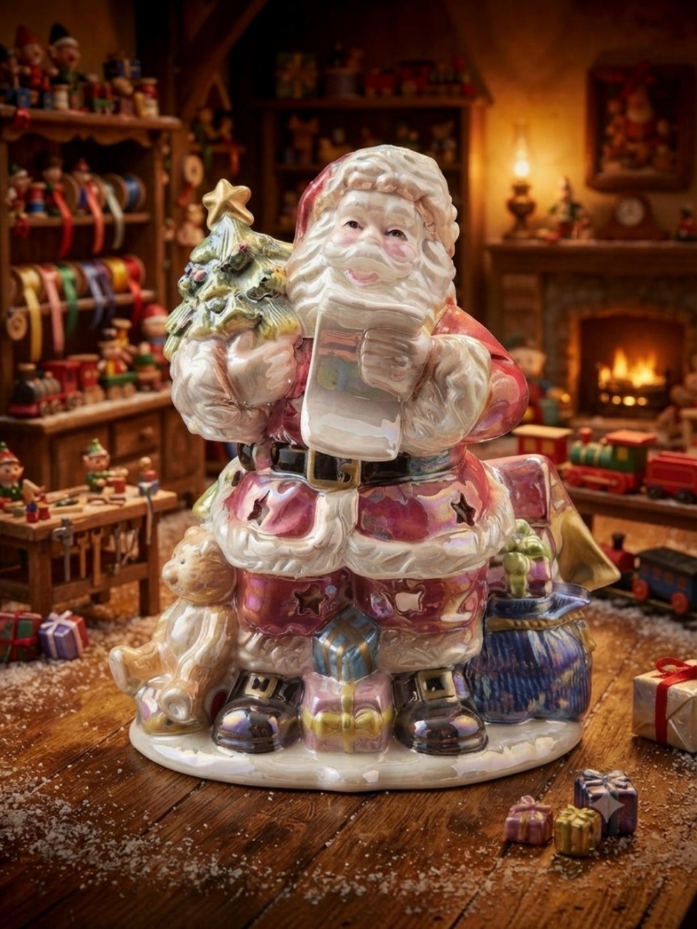 Vintage Santa Claus Figurine Tea Light Candle Holder Christmas Decor **